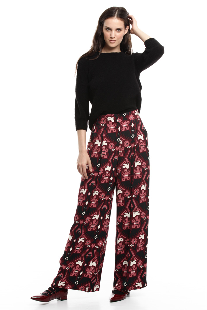 Printed wide leg trousers Intrend Printed wide leg trousers Intrend