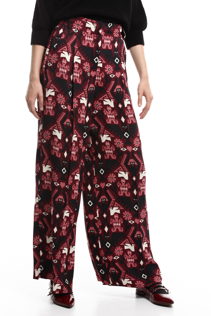 Printed wide leg trousers Intrend Printed wide leg trousers Intrend