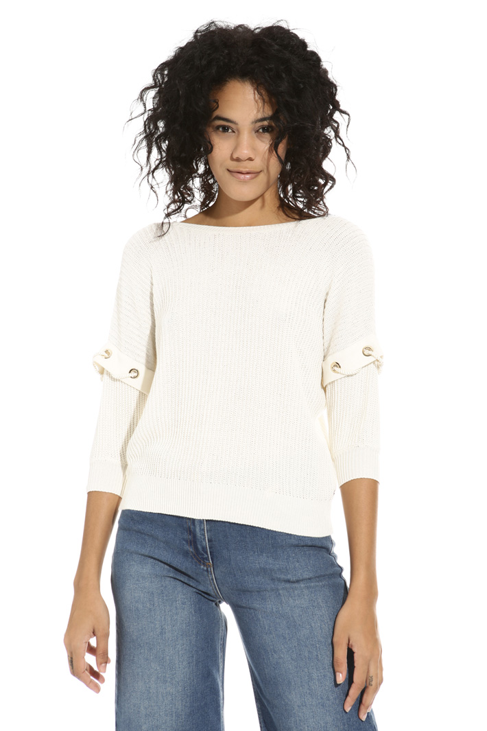 Maglia in cotone crepe a coste Intrend Maglia in cotone crepe a coste Intrend