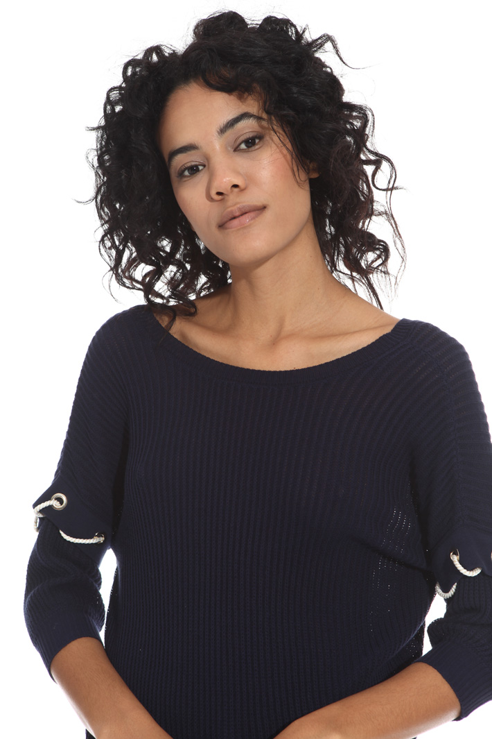 Maglia in cotone crepe a coste Intrend Maglia in cotone crepe a coste Intrend