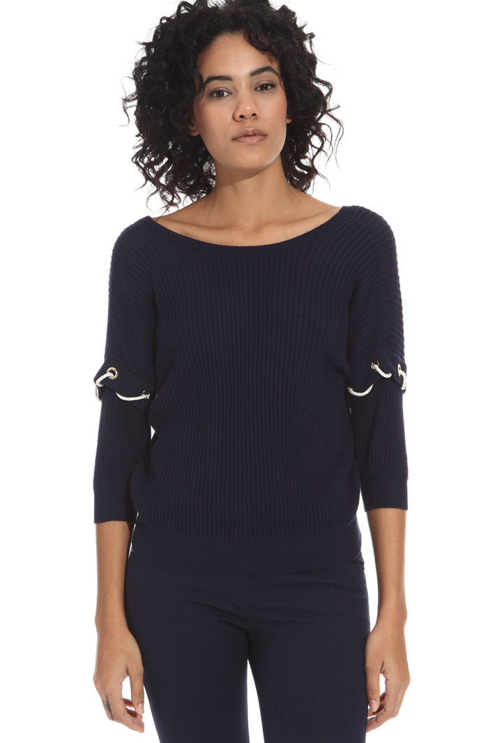 Maglia in cotone crepe a coste Intrend Maglia in cotone crepe a coste Intrend