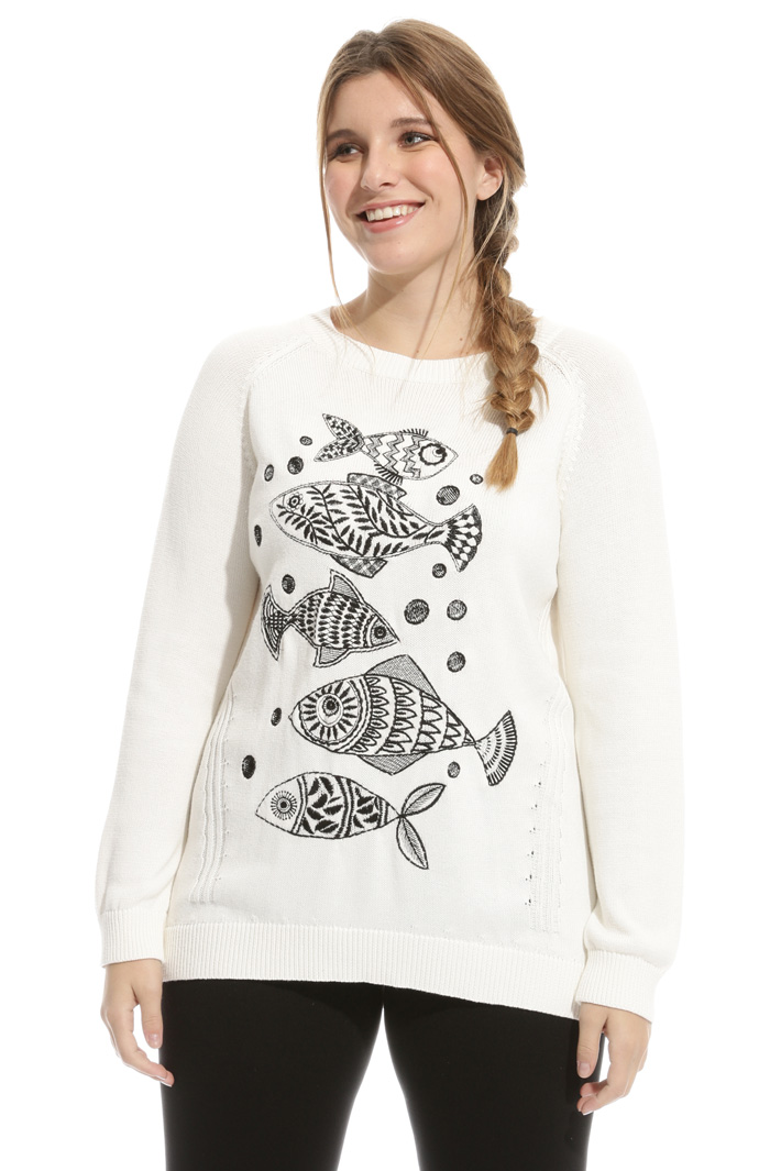 Maglia in cotone con ricamo Intrend Maglia in cotone con ricamo Intrend