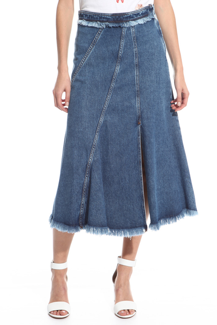 Fringed denim skirt Intrend Fringed denim skirt Intrend