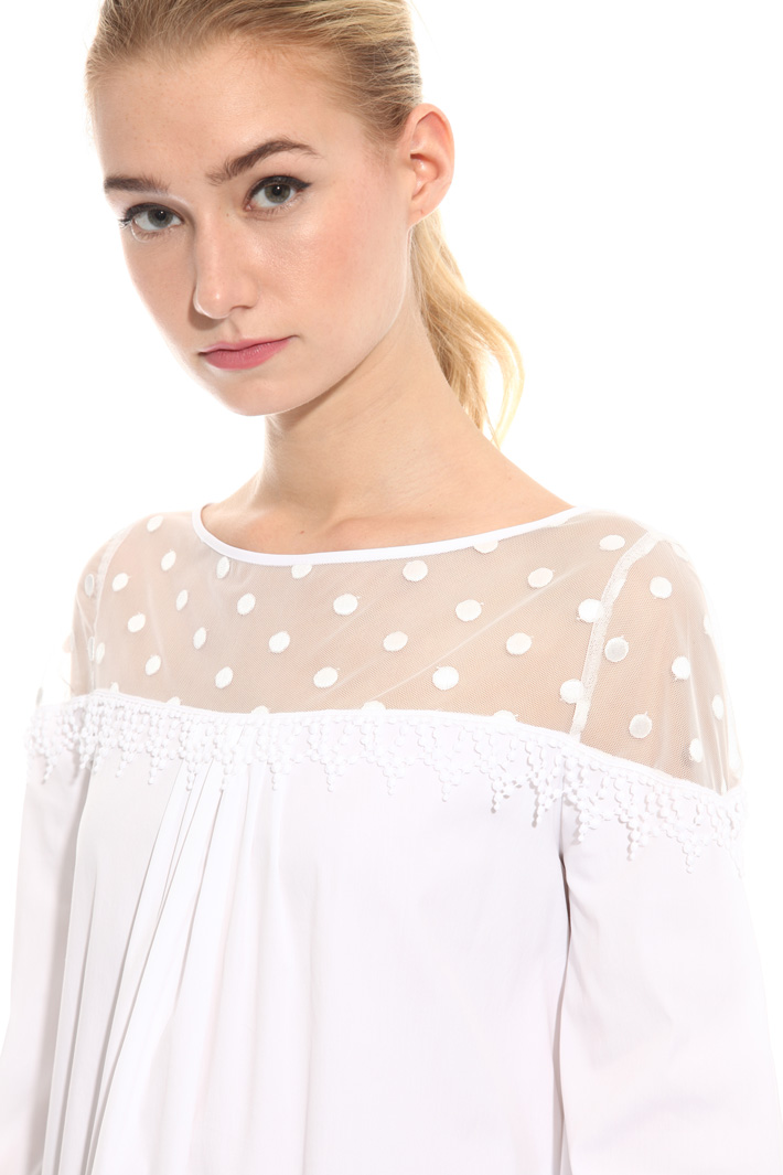Blusa in popeline e tulle Intrend Blusa in popeline e tulle Intrend