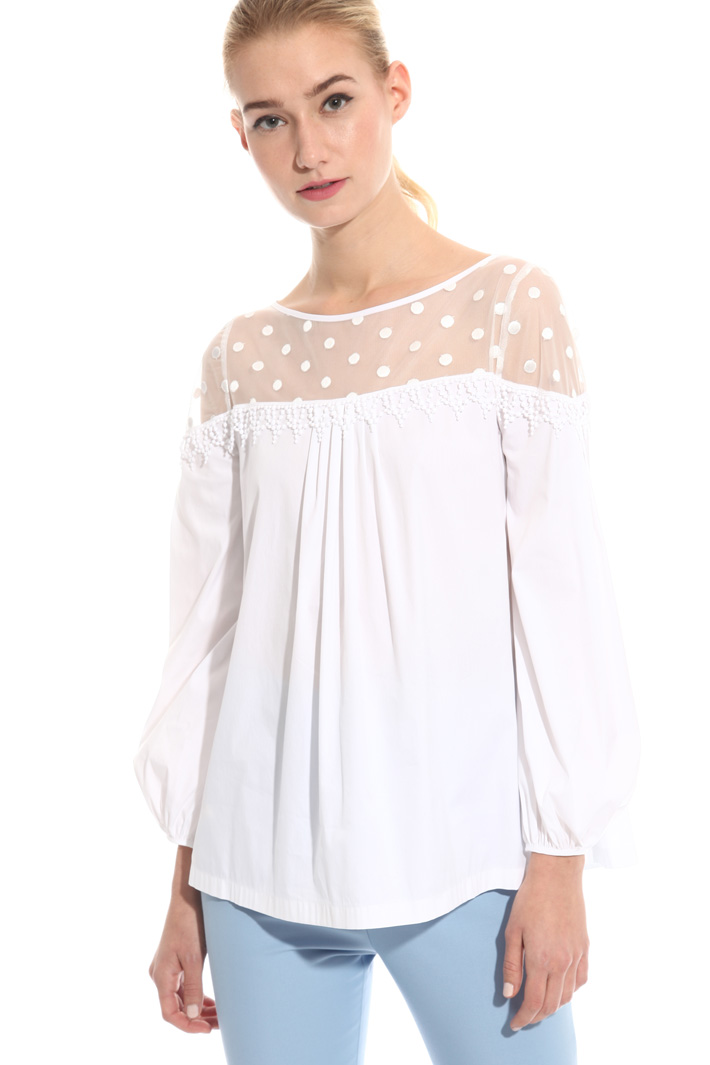 Blusa in popeline e tulle Intrend Blusa in popeline e tulle Intrend