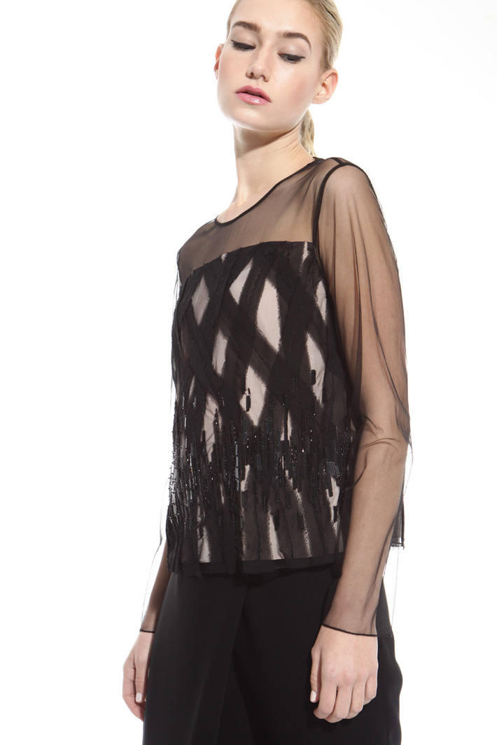 Embroidered tulle top Intrend Embroidered tulle top Intrend