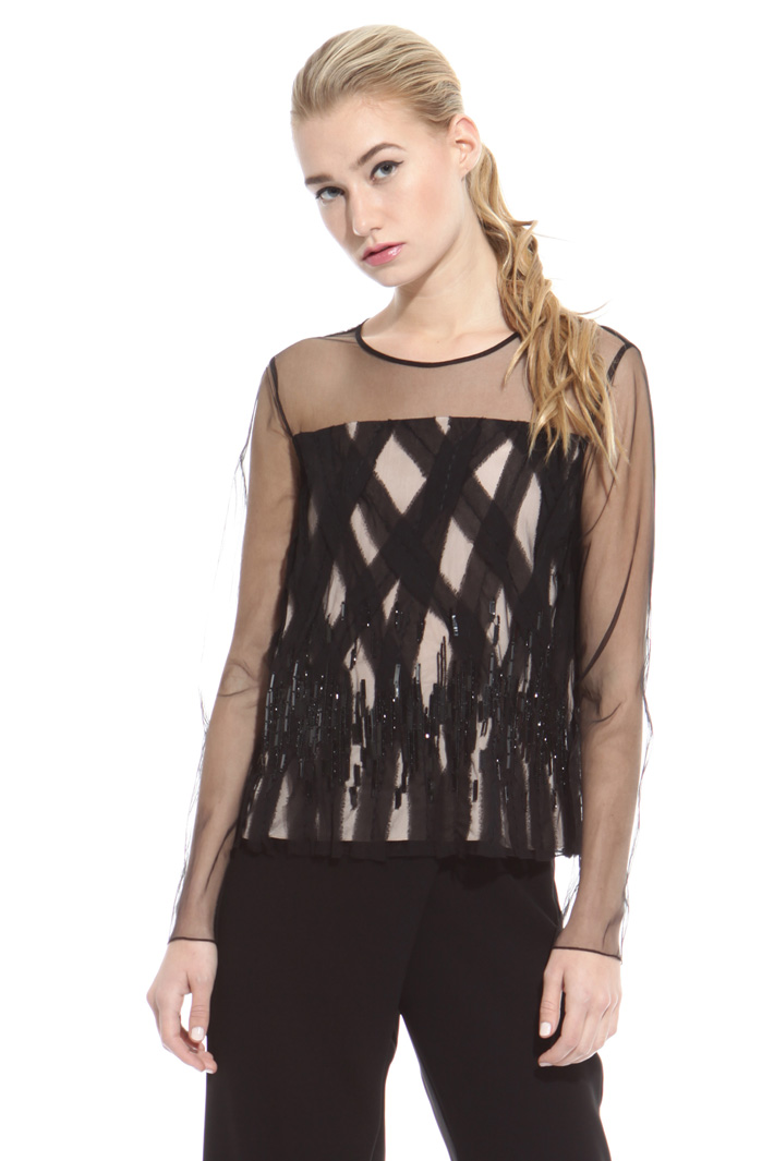 Embroidered tulle top Intrend Embroidered tulle top Intrend