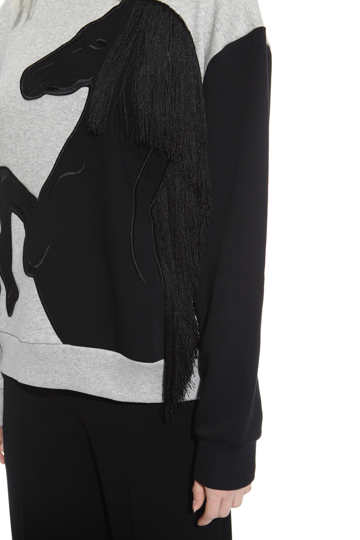 Fringed embroidery sweatshirt Intrend Fringed embroidery sweatshirt Intrend