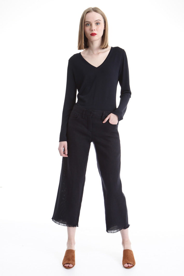 Pantalone in lino con frange Intrend Pantalone in lino con frange Intrend