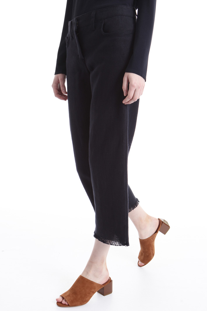 Pantalone in lino con frange Intrend Pantalone in lino con frange Intrend