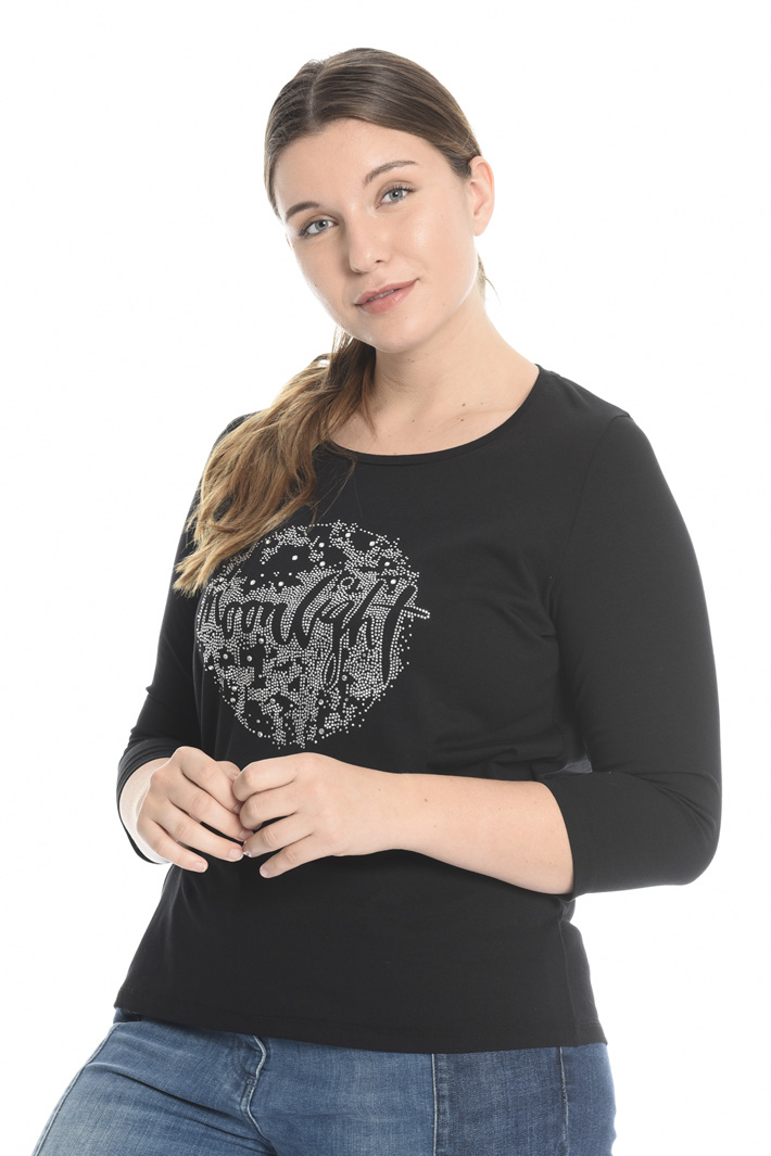 Jersey T-shirt with rhinestones Intrend Jersey T-shirt with rhinestones Intrend