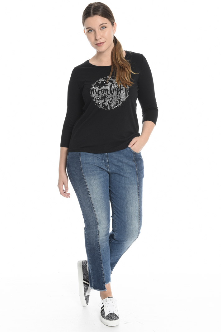 Jersey T-shirt with rhinestones Intrend Jersey T-shirt with rhinestones Intrend