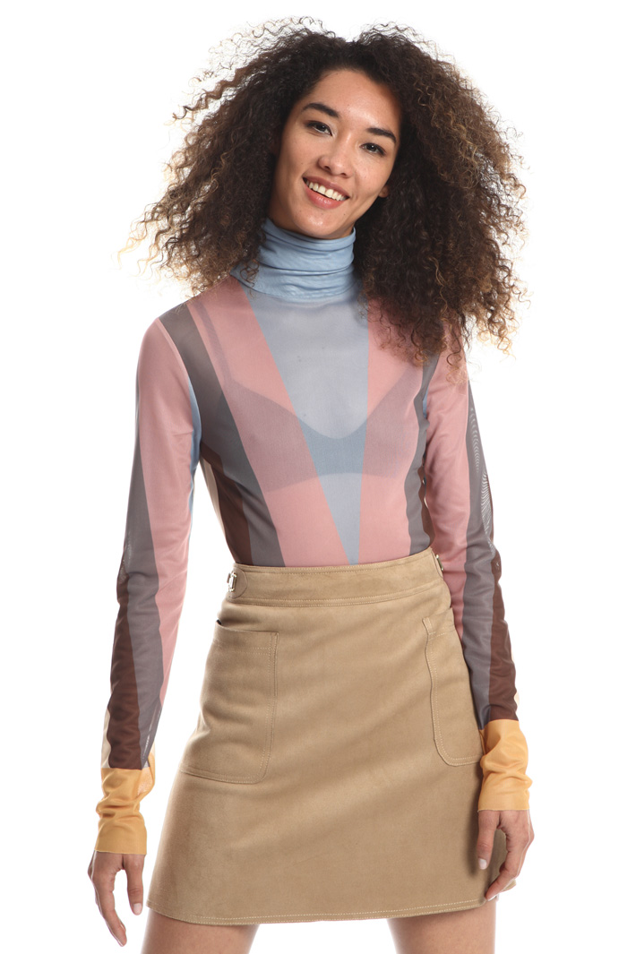 Printed tulle turtleneck top Intrend Printed tulle turtleneck top Intrend