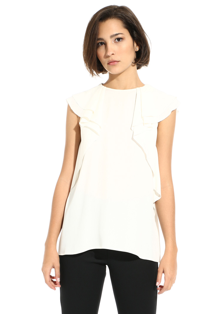 Silk blend top with ruffles Intrend Silk blend top with ruffles Intrend