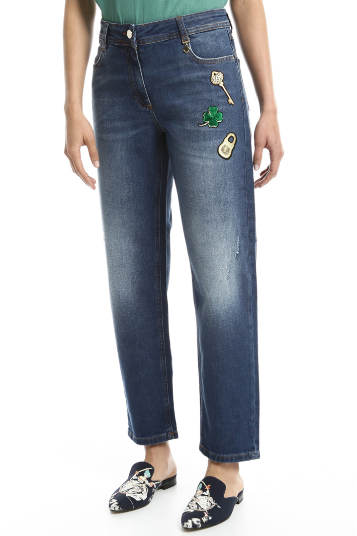 Decorative patch jeans Intrend Decorative patch jeans Intrend