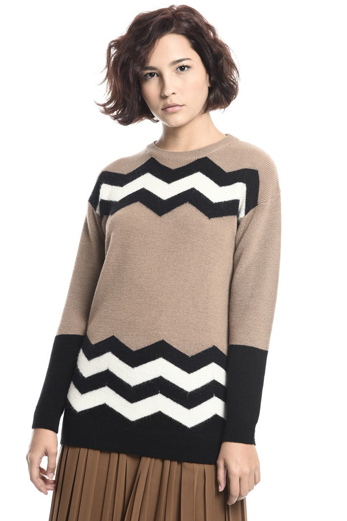 Contrast intarsia sweater Intrend Contrast intarsia sweater Intrend