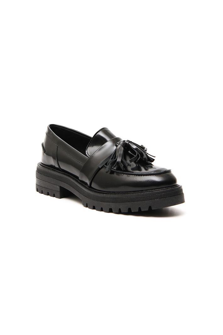 Leather moccasin with tassels Intrend Leather moccasin with tassels Intrend