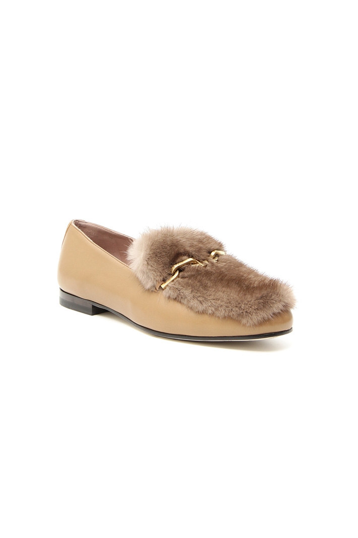Leather and mink moccasin Intrend Leather and mink moccasin Intrend