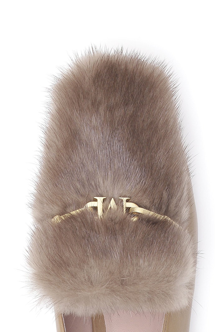 Leather and mink moccasin Intrend Leather and mink moccasin Intrend