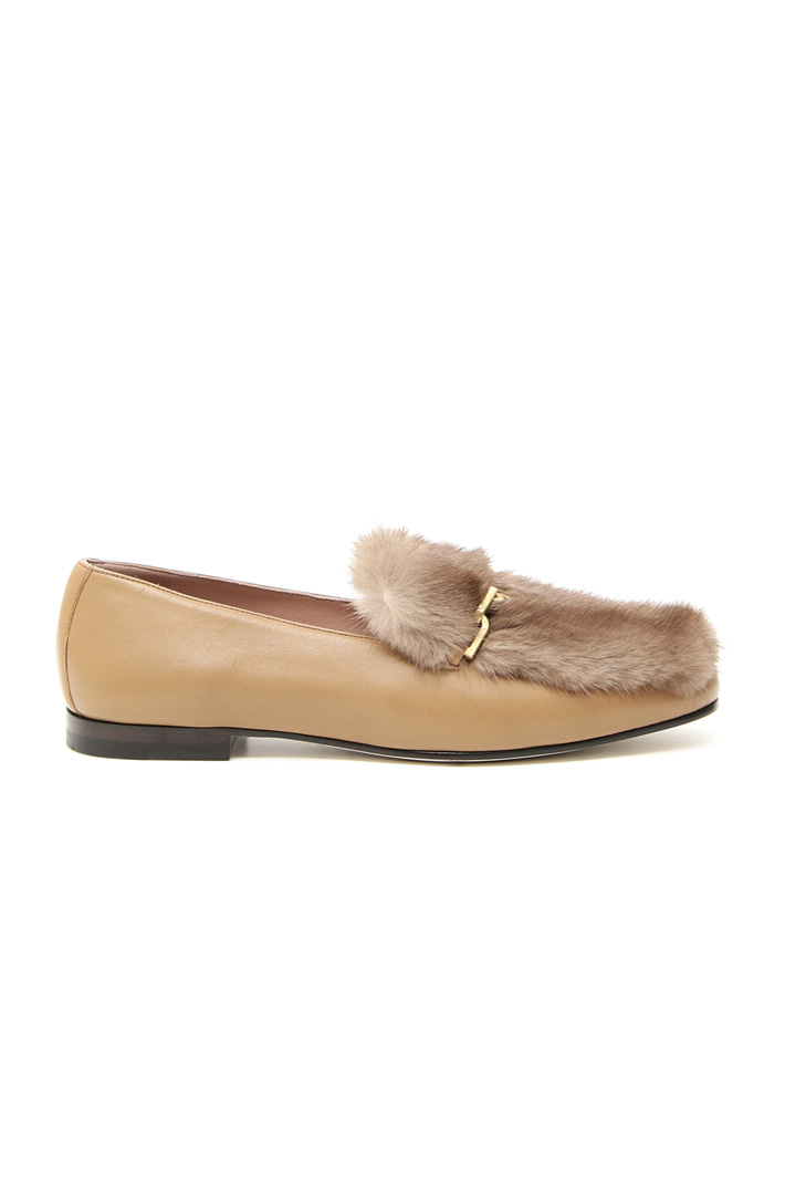 Leather and mink moccasin Intrend Leather and mink moccasin Intrend