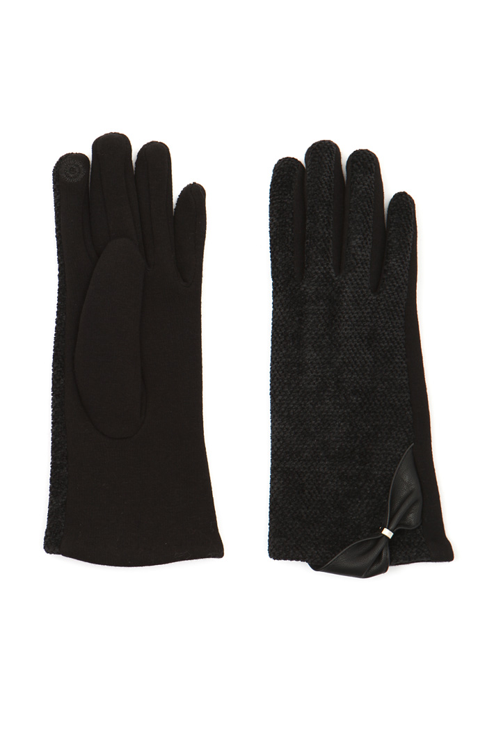 Gloves with faux leather insert Intrend Gloves with faux leather insert Intrend