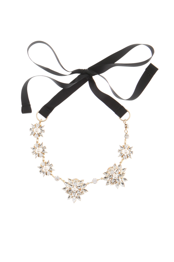 Ribbon necklace with rhinestone Intrend Ribbon necklace with rhinestone Intrend