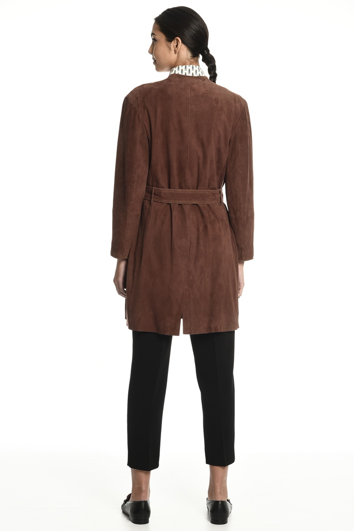 Suede leather duster coat Intrend Suede leather duster coat Intrend