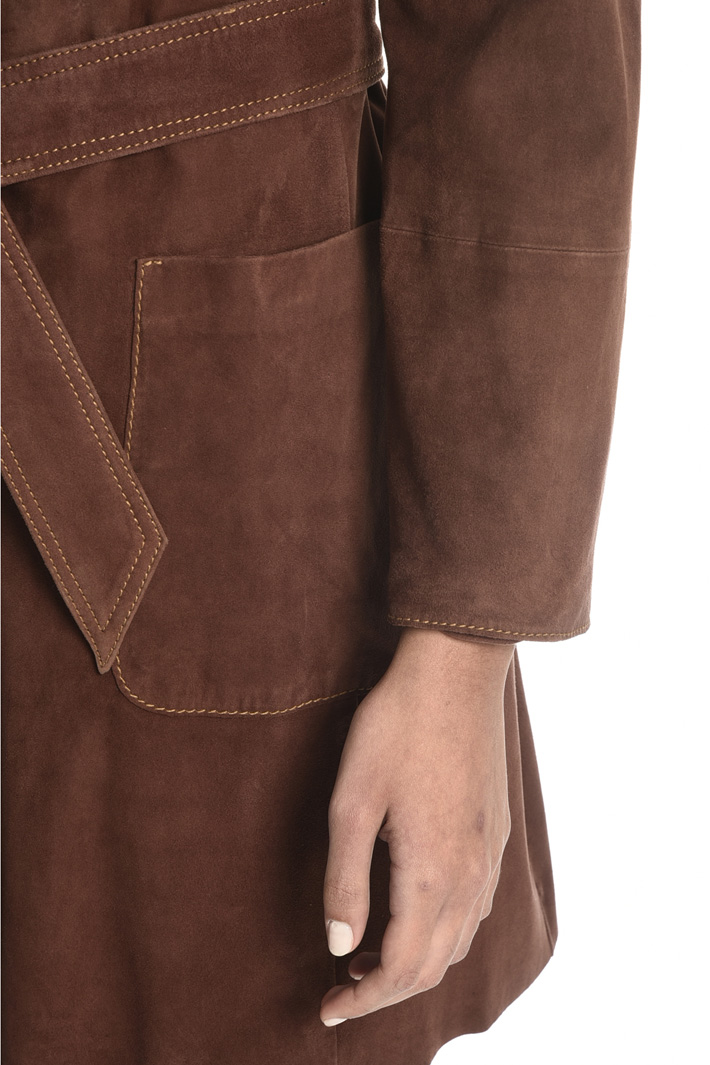 Suede leather duster coat Intrend Suede leather duster coat Intrend