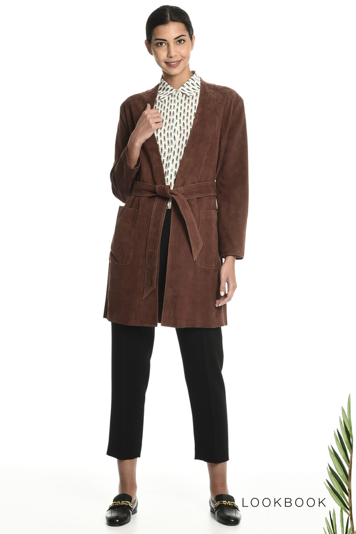 Suede leather duster coat Intrend Suede leather duster coat Intrend