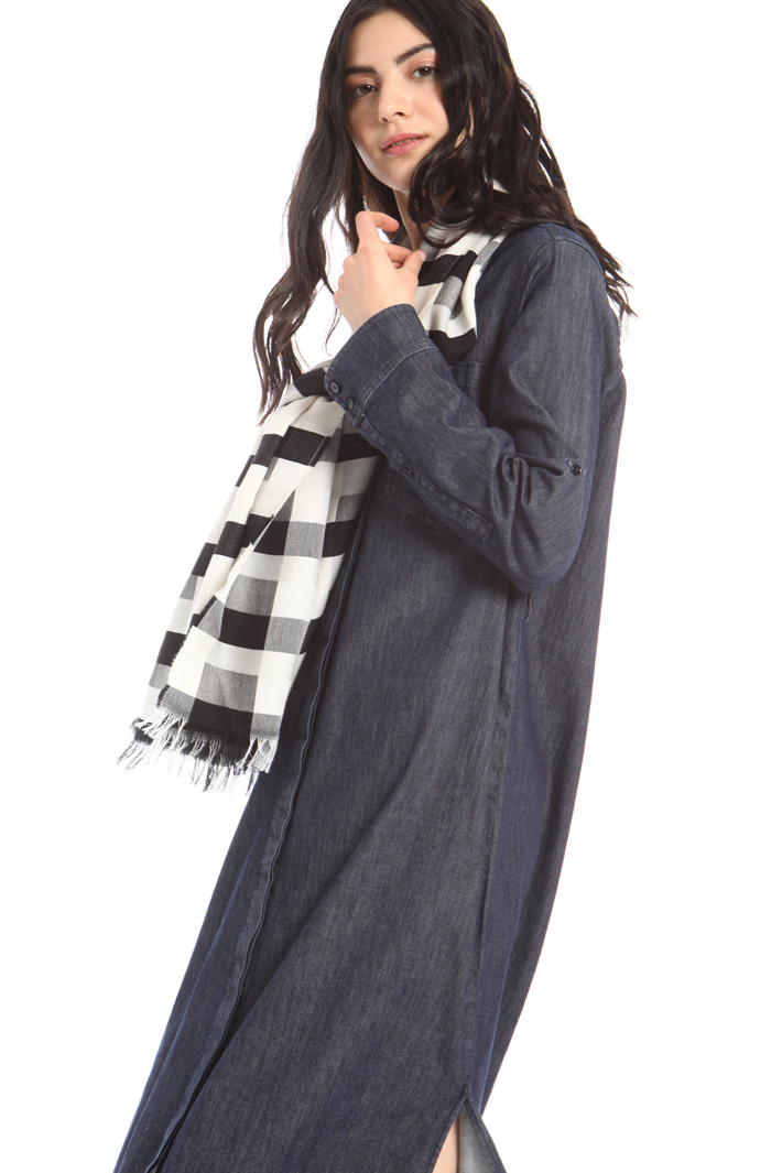Cotton and wool checked stole Intrend Cotton and wool checked stole Intrend