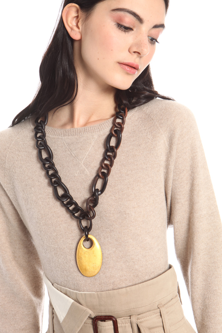 Wood necklace with pendant Intrend Wood necklace with pendant Intrend