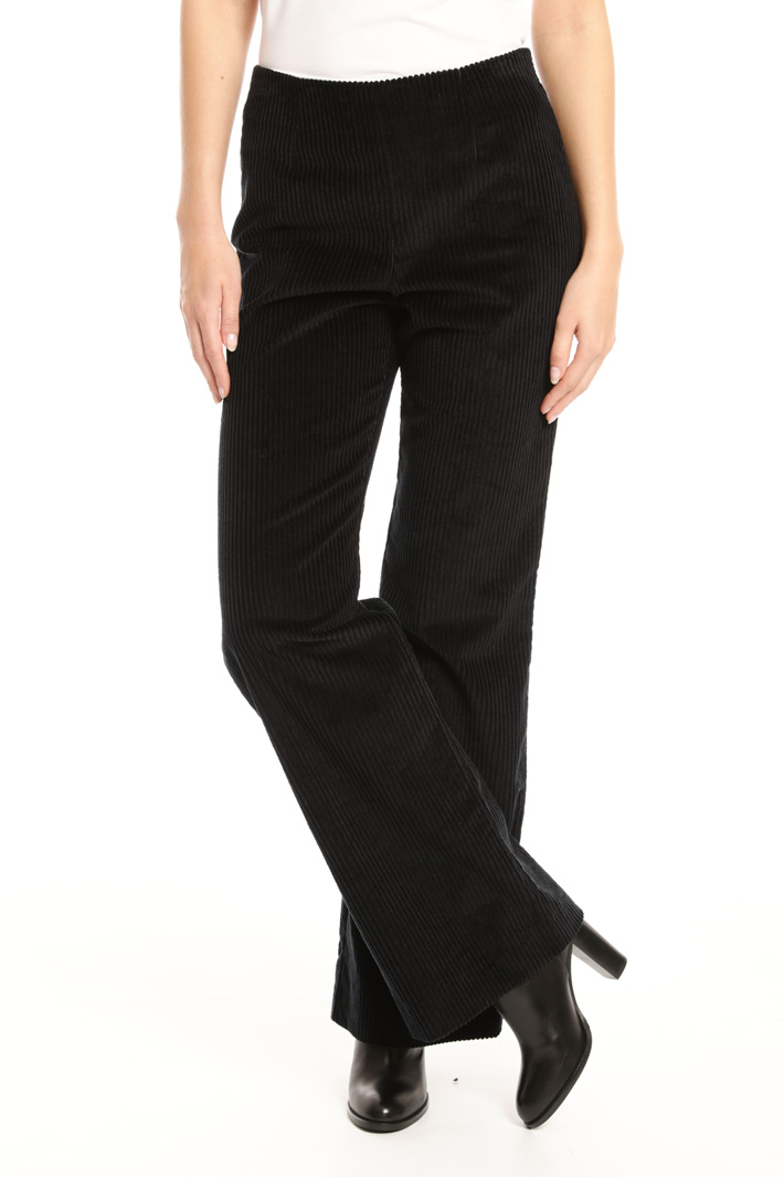 Ribbed palazzo trousers Intrend Ribbed palazzo trousers Intrend
