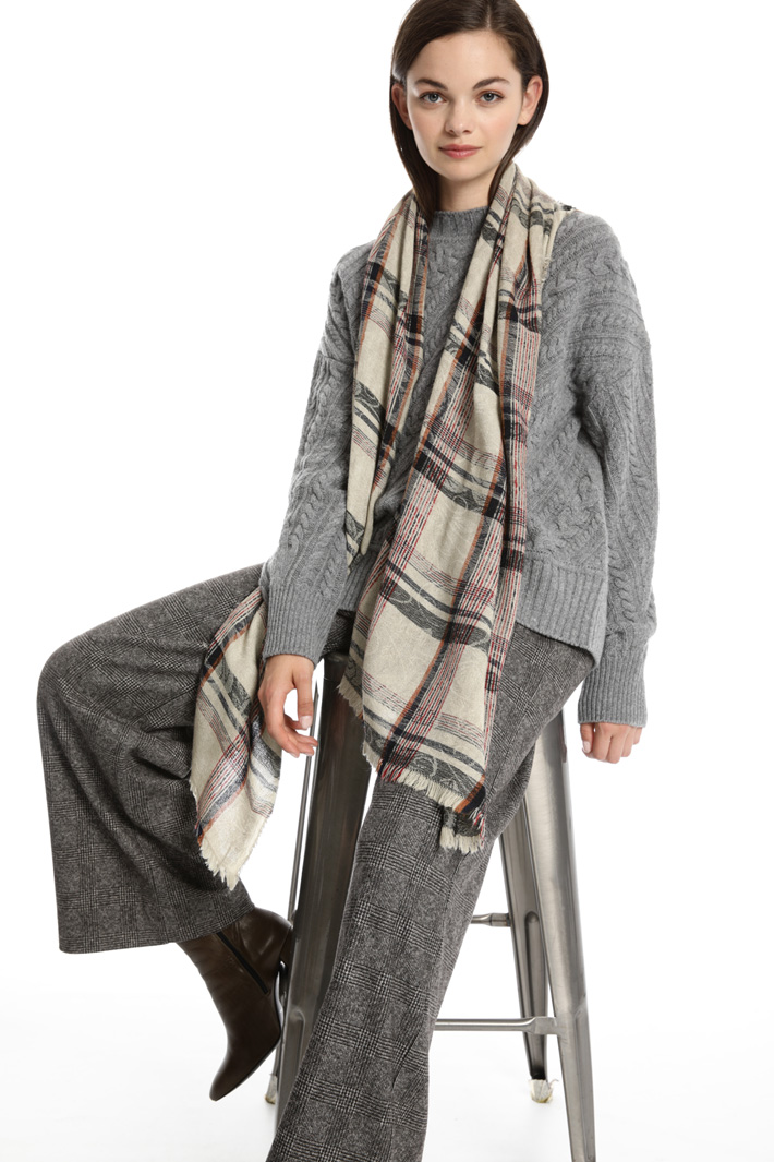 Checked wool blend scarf Intrend Checked wool blend scarf Intrend