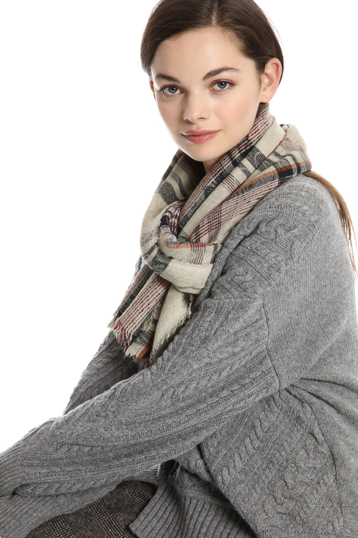 Checked wool blend scarf Intrend Checked wool blend scarf Intrend