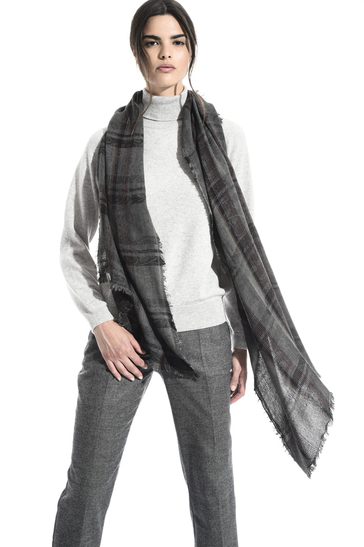 Checked wool blend scarf Intrend Checked wool blend scarf Intrend
