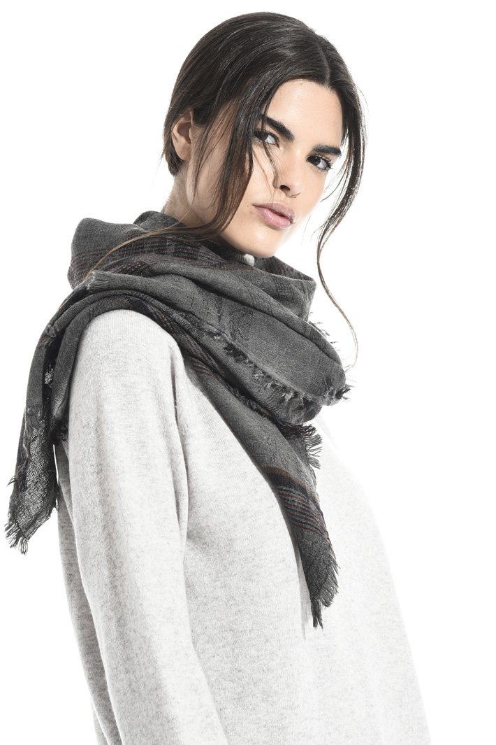Checked wool blend scarf Intrend Checked wool blend scarf Intrend