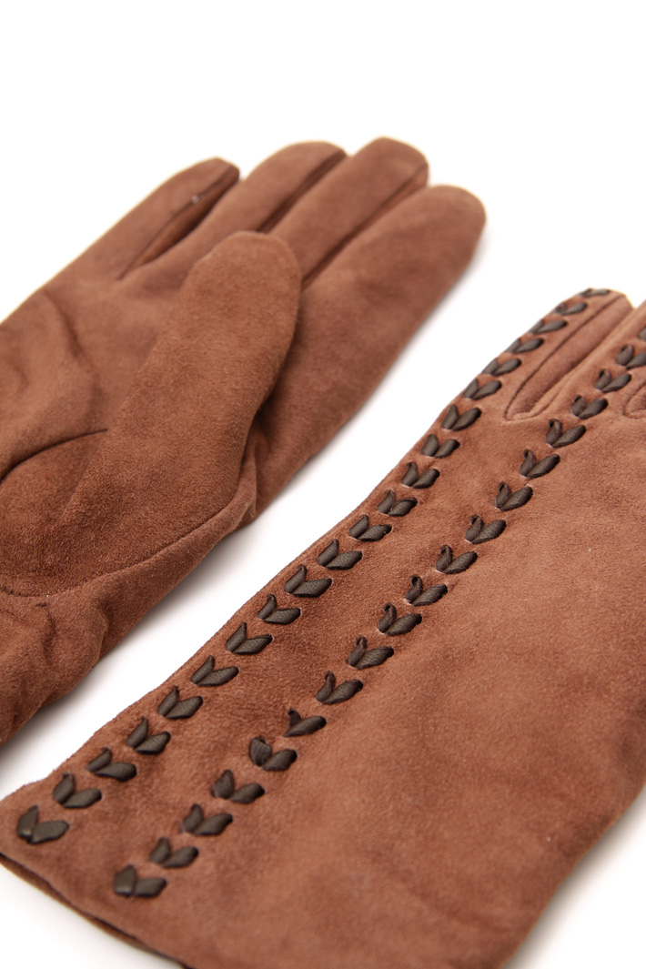 Suede gloves with inserts Intrend Suede gloves with inserts Intrend