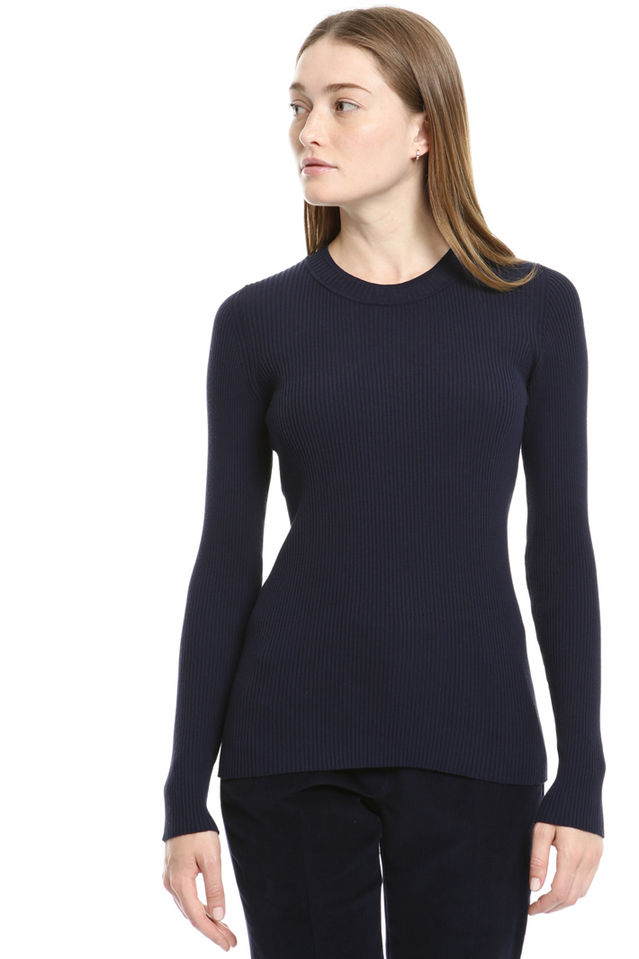 Crew neck ribbed sweater Intrend Crew neck ribbed sweater Intrend