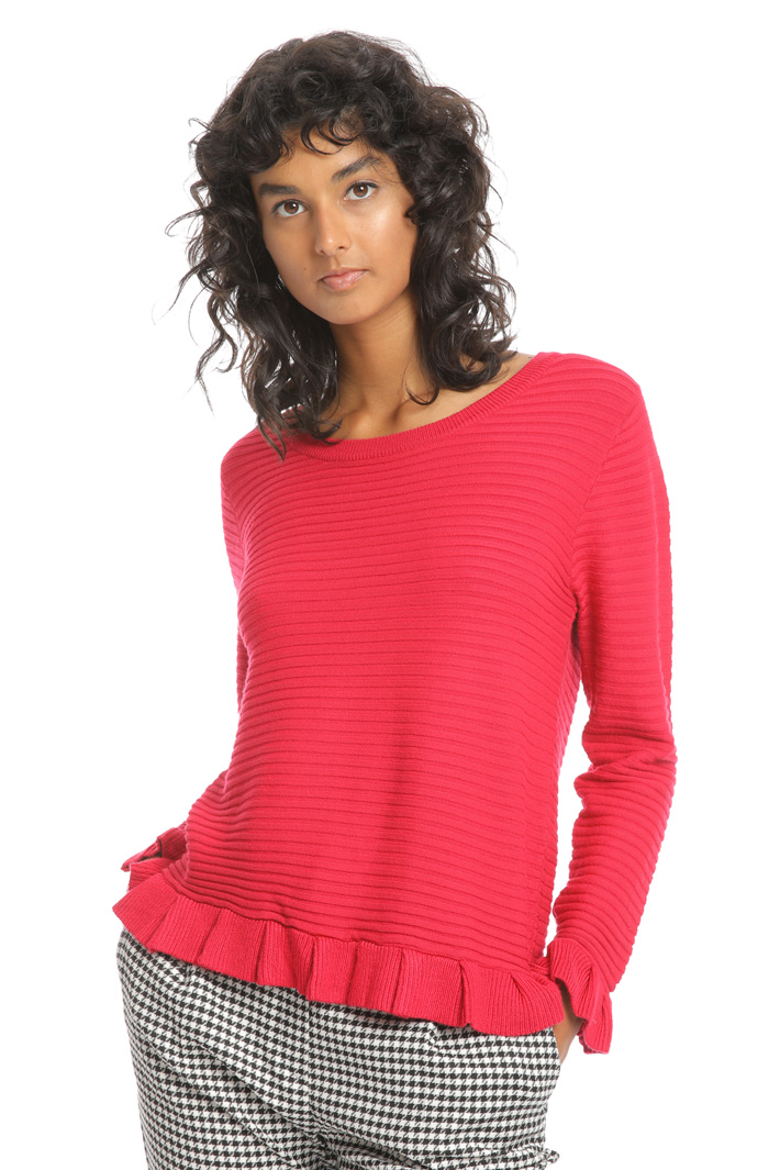 Ribbed sweater with frills Intrend Ribbed sweater with frills Intrend