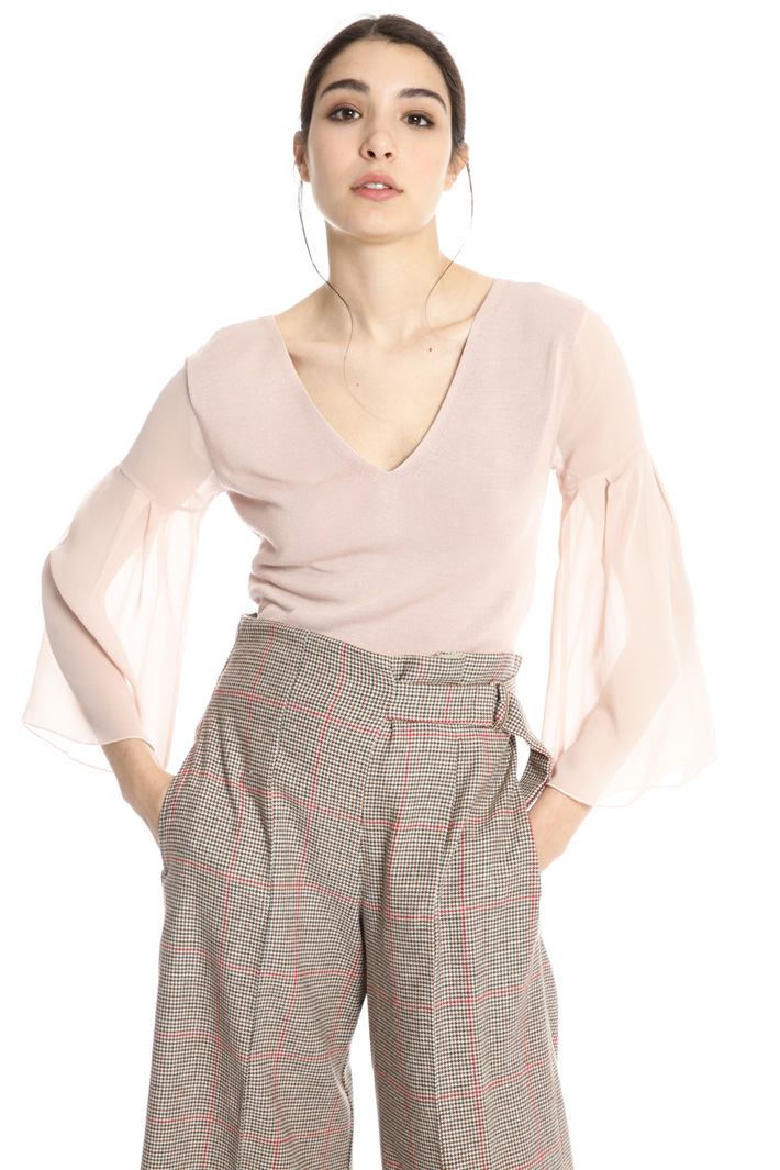 Sweater with georgette sleeves Intrend Sweater with georgette sleeves Intrend