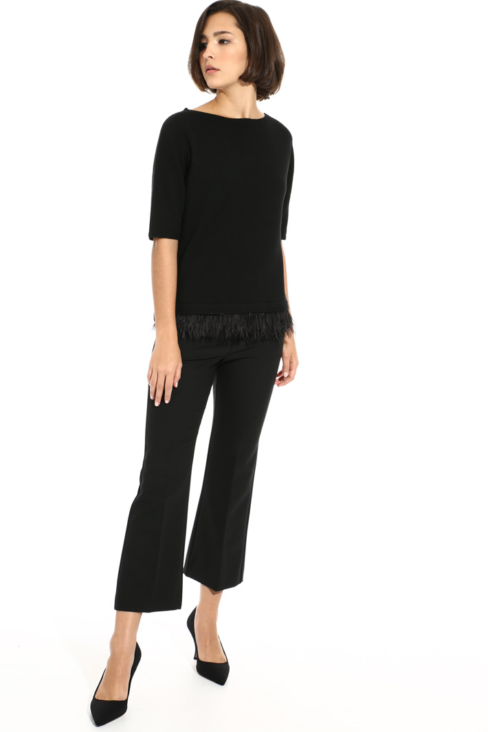 Feather trim sweater Intrend Feather trim sweater Intrend