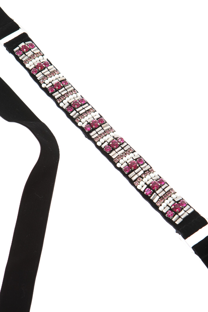 Velvet belt with rhinestones Intrend Velvet belt with rhinestones Intrend