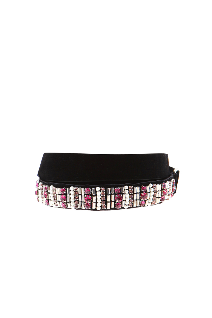 Velvet belt with rhinestones Intrend Velvet belt with rhinestones Intrend