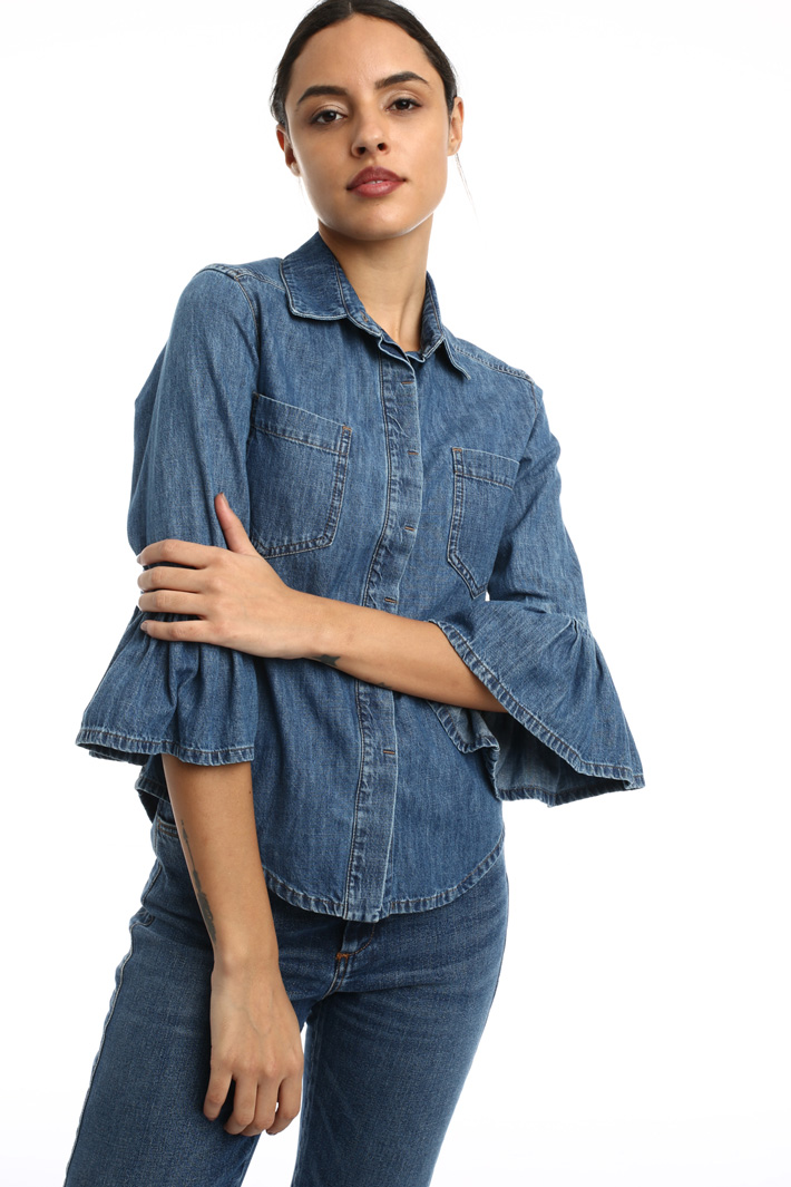 Bell cuff denim shirt Intrend Bell cuff denim shirt Intrend