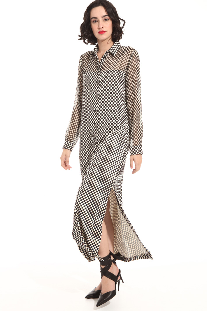 Sheer yoke long dress Intrend Sheer yoke long dress Intrend