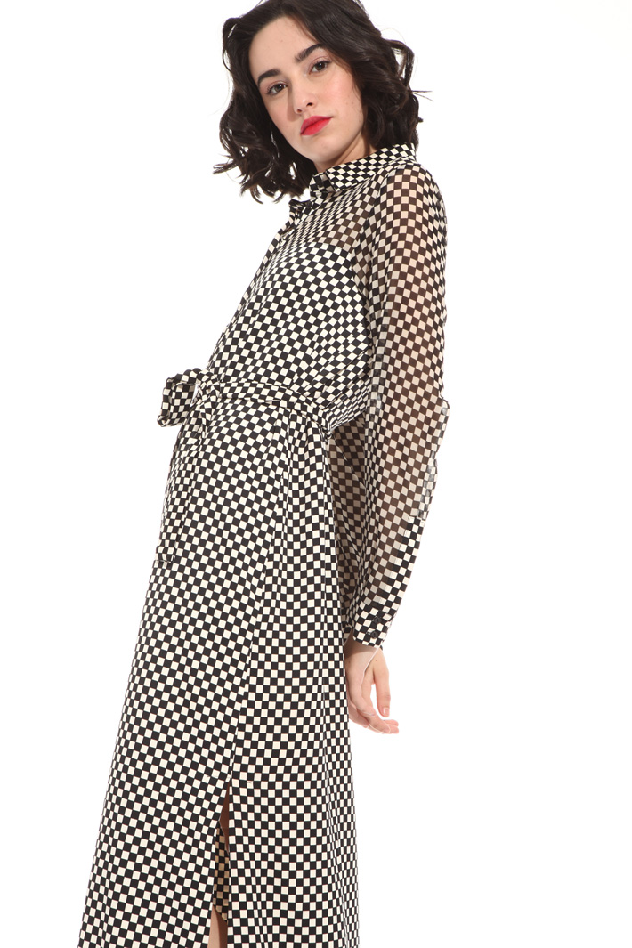 Sheer yoke long dress Intrend Sheer yoke long dress Intrend