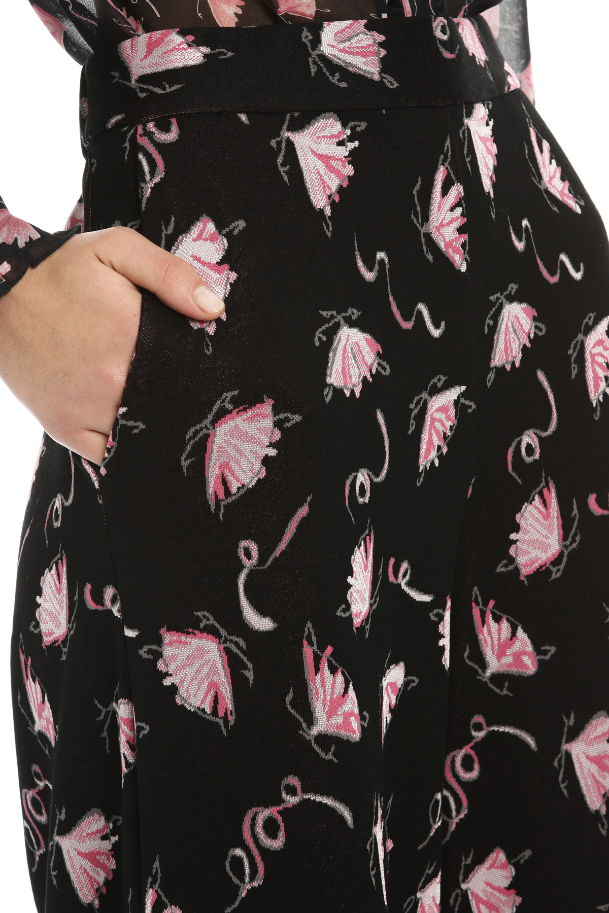 Gonna pantalone in jersey, nero rosa - Intrend