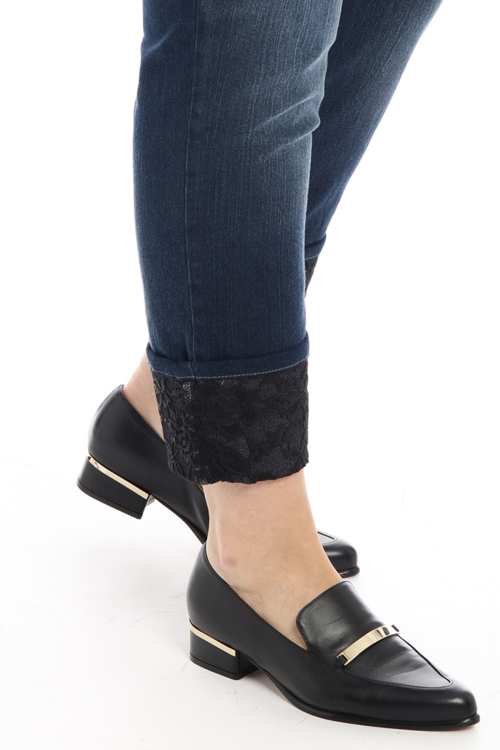 Stretch denim and lace jeans Intrend Stretch denim and lace jeans Intrend