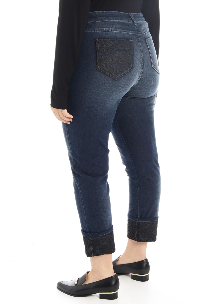 Stretch denim and lace jeans Intrend Stretch denim and lace jeans Intrend