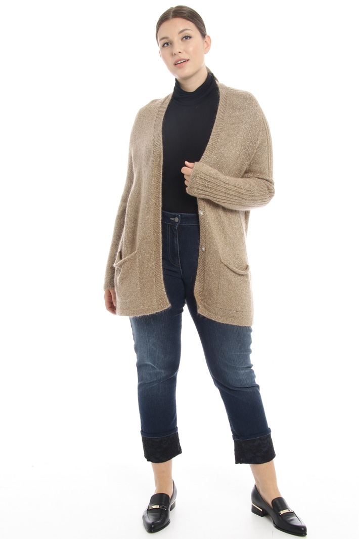 Stretch denim and lace jeans Intrend Stretch denim and lace jeans Intrend